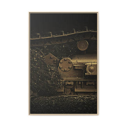 Epic Dozer Track Triptych Center | Matte Canvas Print (Framed)