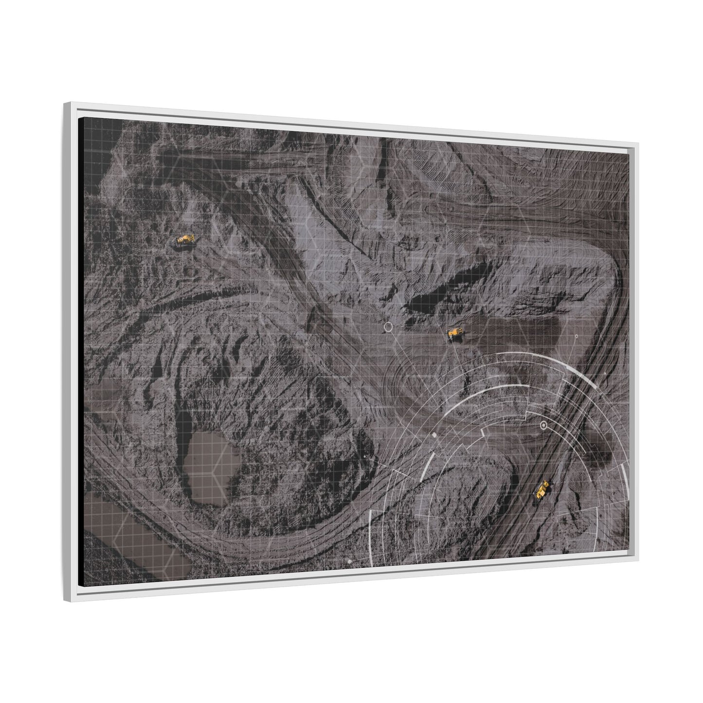 Drone Mining Construction Site - Photo Art Framed on Stretched Canvas
