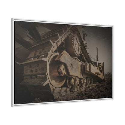 D8 Dramatic Dozer Track | Dark Gray |  Framed Wall art on Stretched Canvas