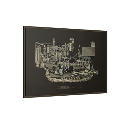 Vintage D4Tractor Crawler Cutaway Drawing | Framed Wall Art on Canvas