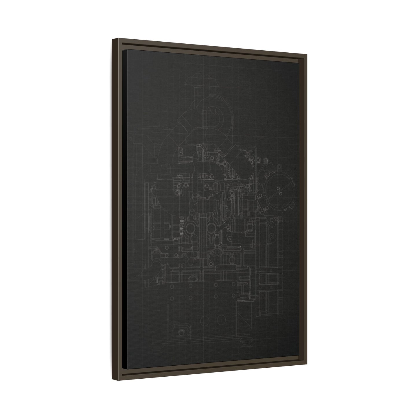 Heavy Equipment Engine Schematic Drawing – Framed Wall Art on Canvas