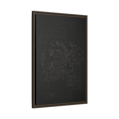 Heavy Equipment Engine Schematic Drawing – Framed Wall Art on Canvas