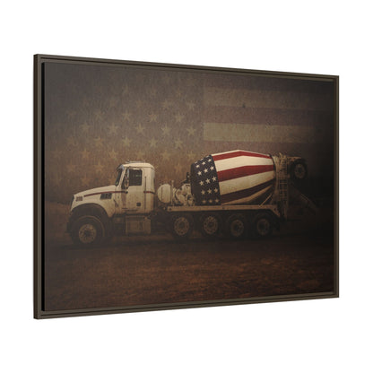 Patriotic Concrete Truck| Framed Wall Art on Stretched Canvas