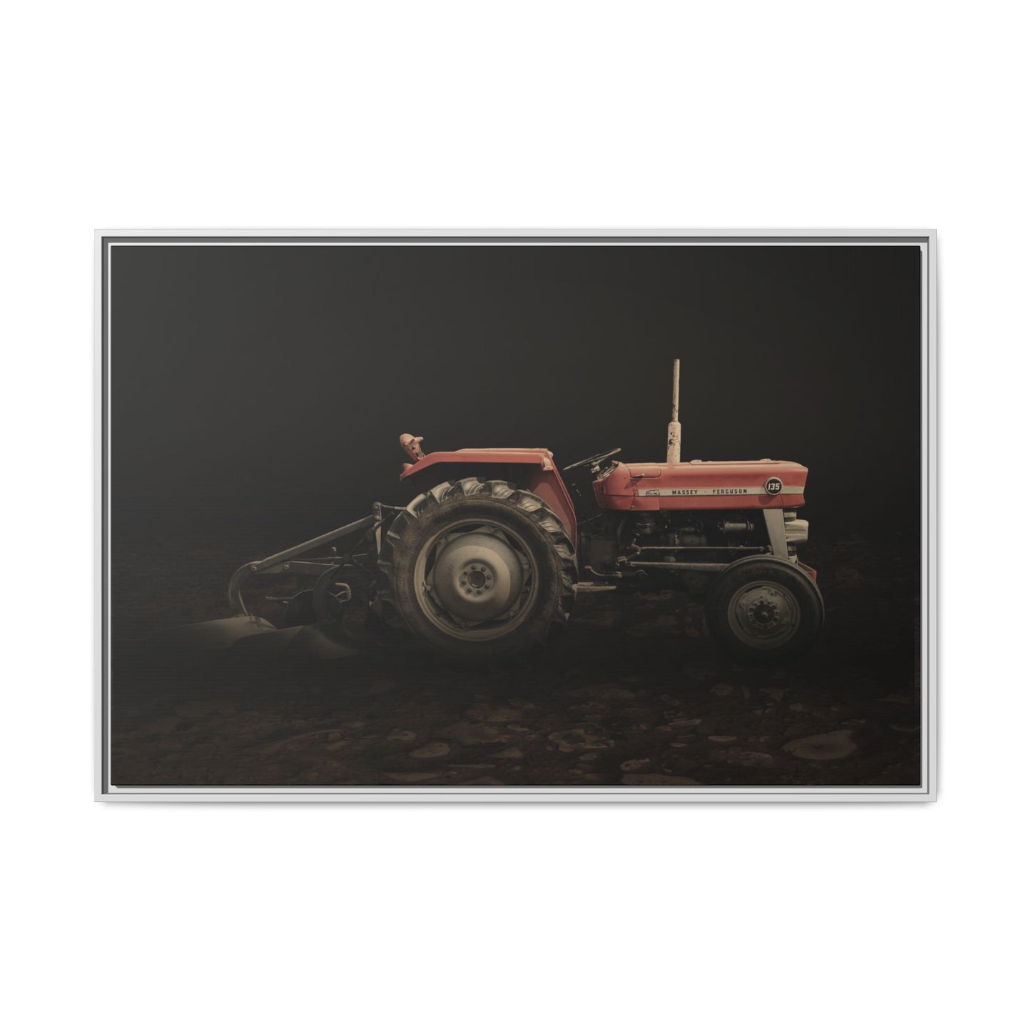Vintage Massey 135 with Plow Photo Wall Art on Canvas