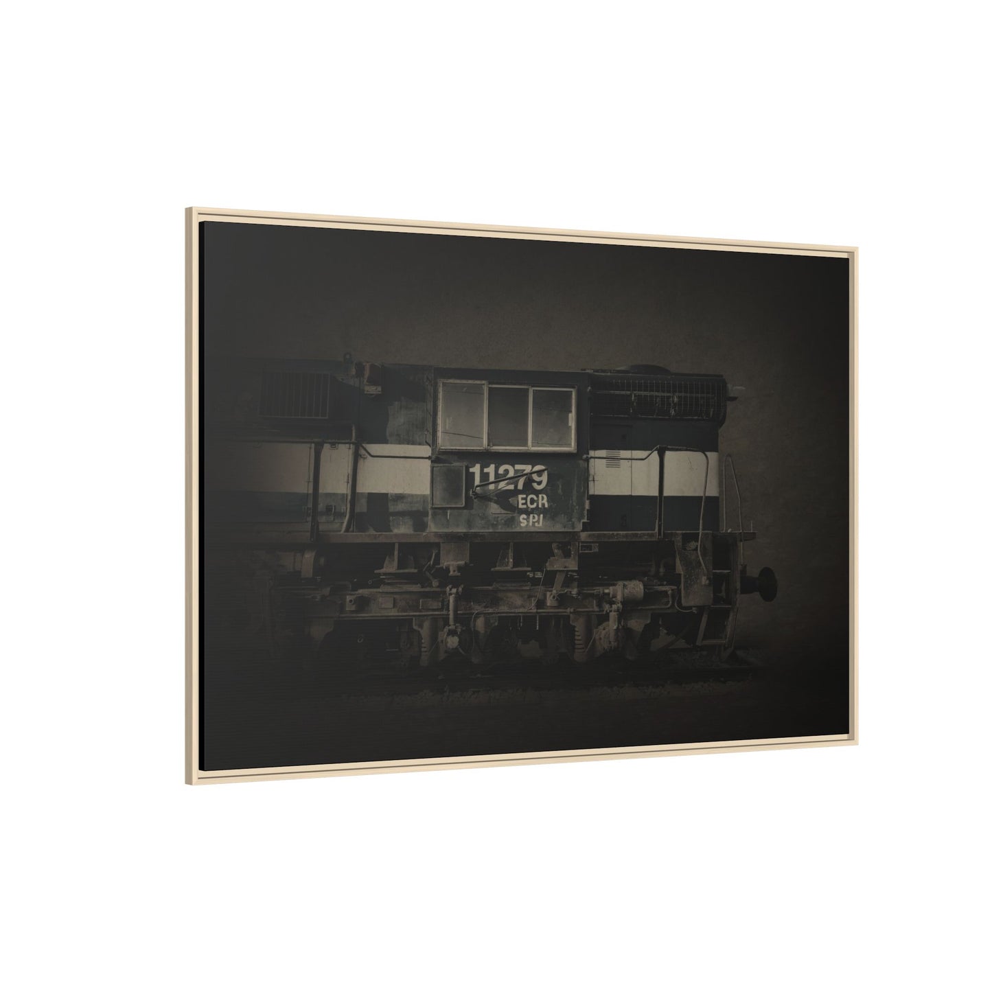 Vintage Diesel Locomotive Engine Matte Canvas Framed