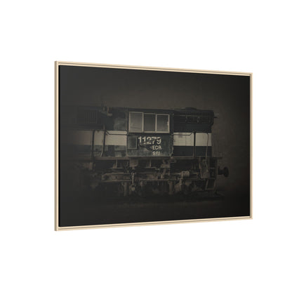 Vintage Diesel Locomotive Engine Matte Canvas Framed