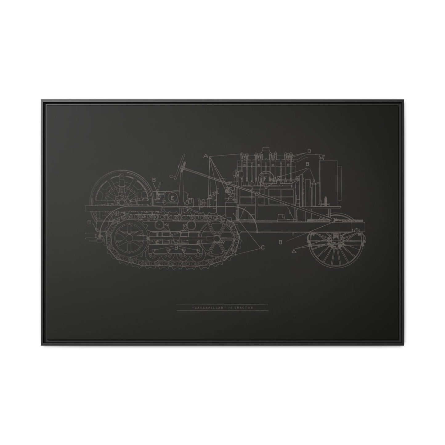 Vintage HOLT Tractor Patent Drawing Industrial Artwork | Framed Wall Art on Stretched Canvas