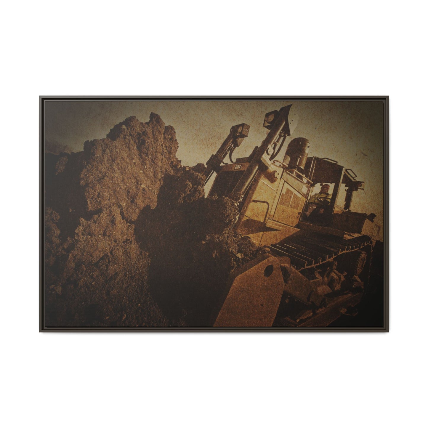 Big Dirt D8 Dozer Action| Gold | Framed | Wall Art on Stretched Canvas