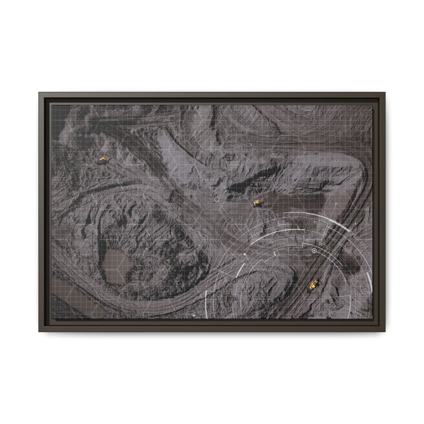 Drone Mining Construction Site - Photo Art Framed on Stretched Canvas