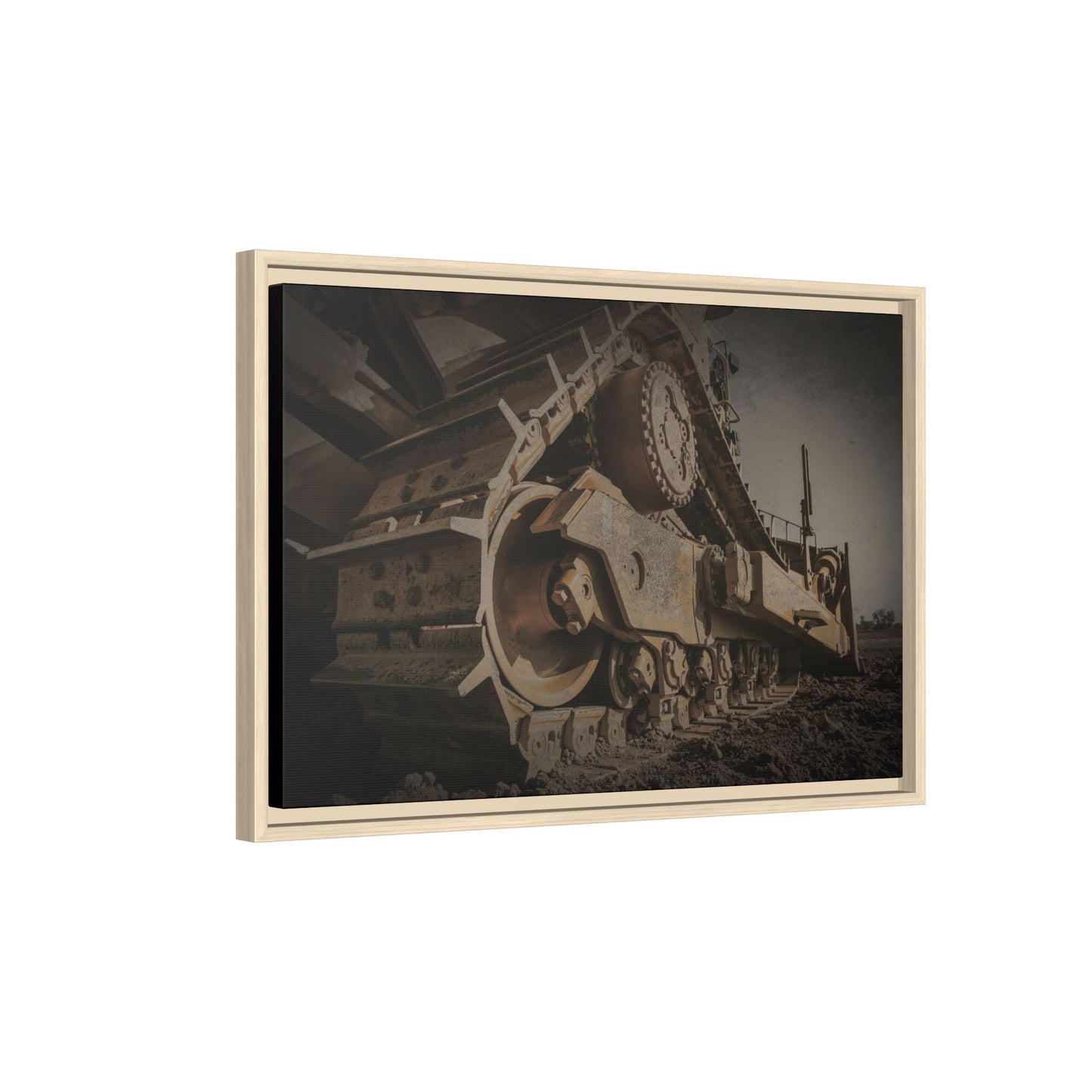 D8 Dramatic Dozer Track | Dark Gray |  Framed Wall art on Stretched Canvas