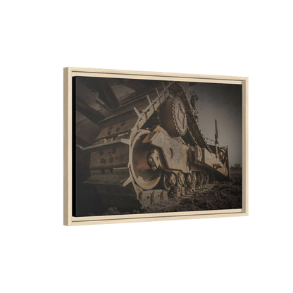 D8 Dramatic Dozer Track | Dark Gray |  Framed Wall art on Stretched Canvas