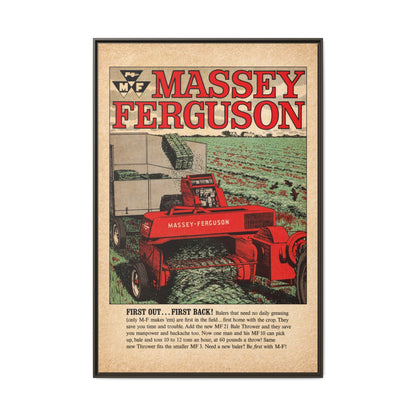 Massey Ferguson Tractor Poster Matte Canvas Framed | Vintage Farm Machinery Print