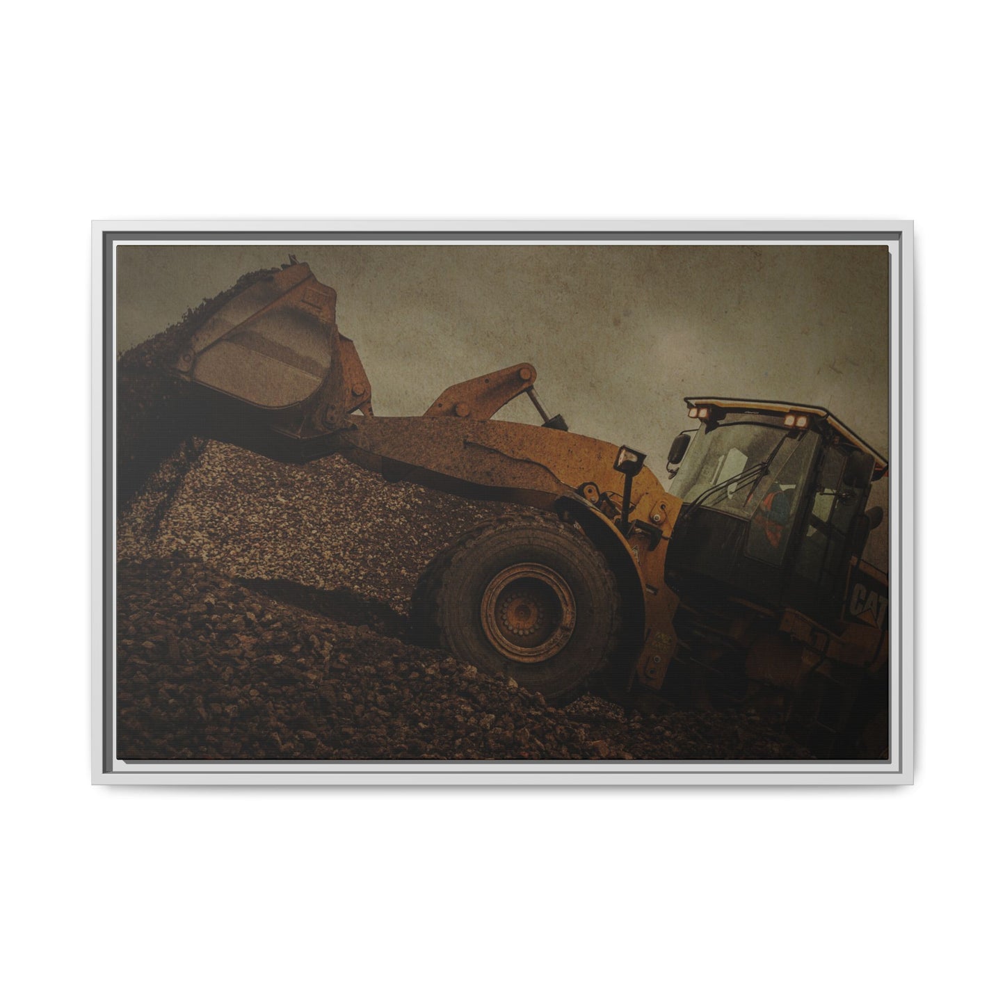 960 Wheel Loader Action| Framed Wall Art on Stretched Canvas