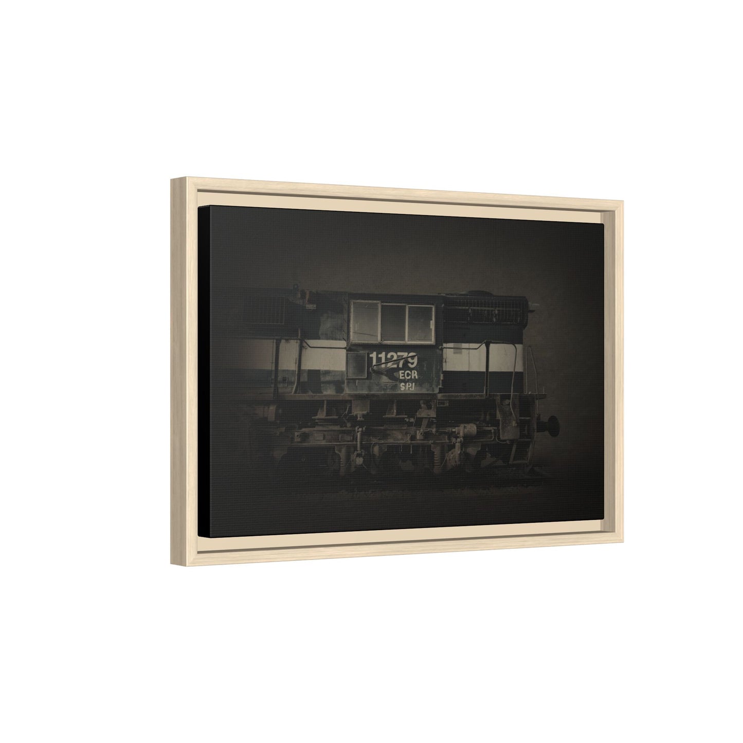 Vintage Diesel Locomotive Engine Matte Canvas Framed