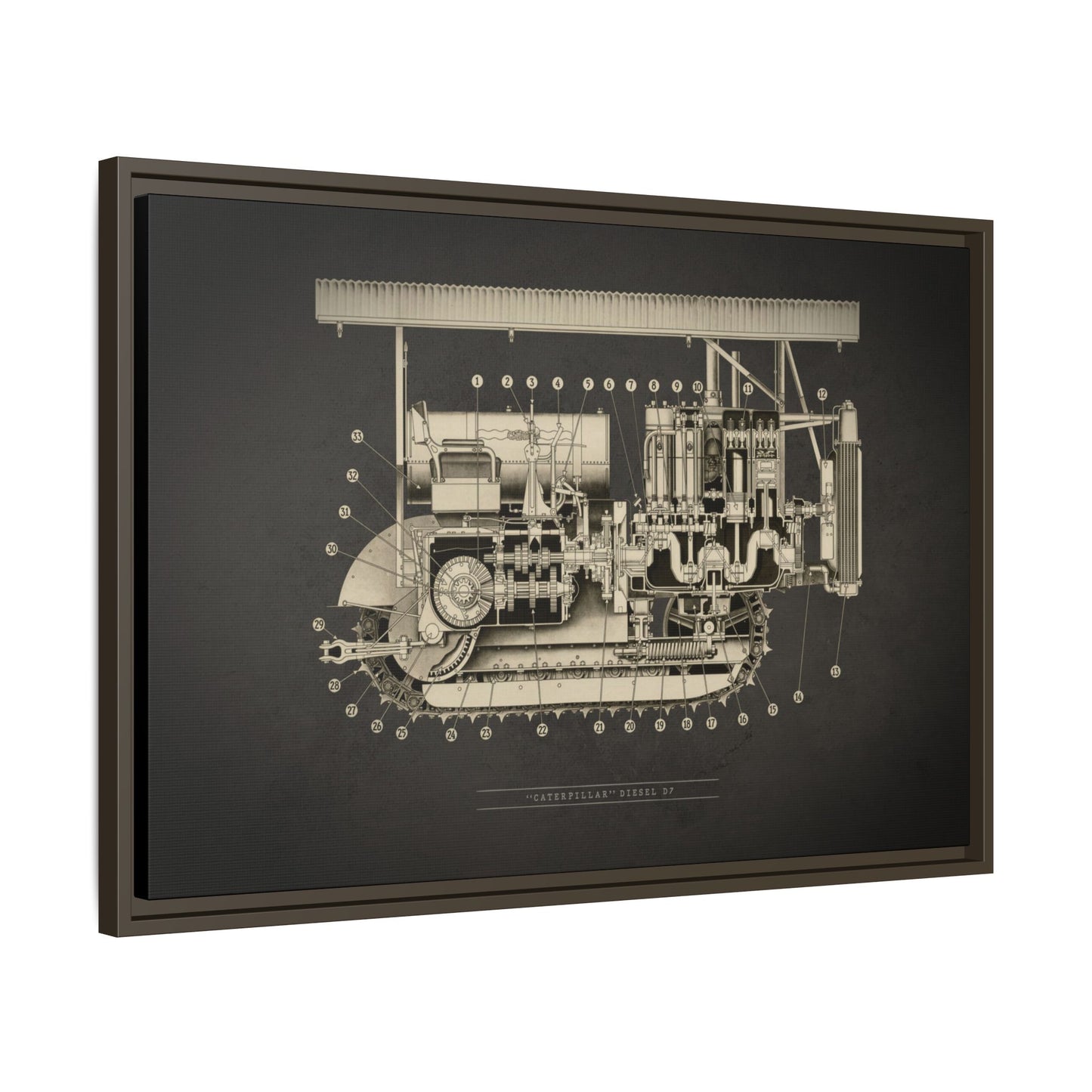 Vintage D7 Crawler Cutaway | Framed Wall Art on Matte Canvas