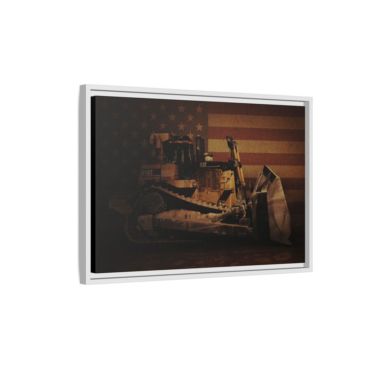 Patriotic D10T Classic Dozer | Framed Wall Art on Stretched Canvas