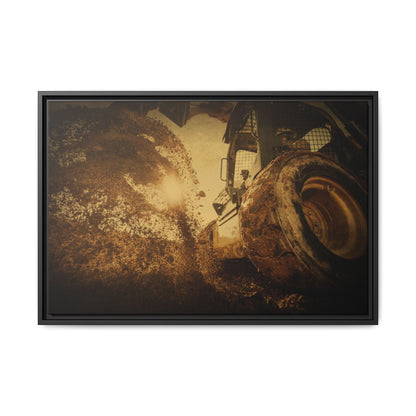 Boring Skid Steer Action | Framed Photo Wall Art on Canvas