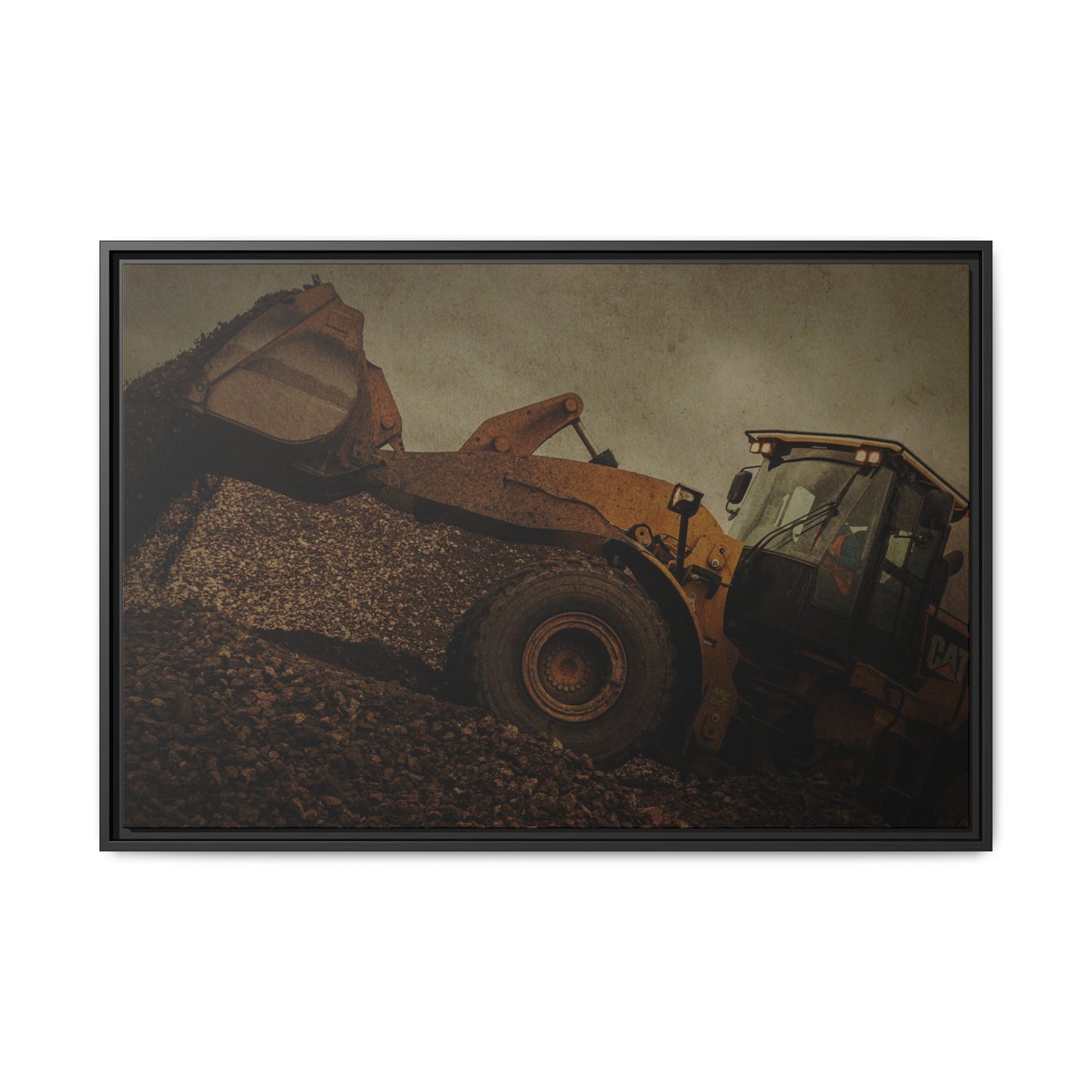 960 Wheel Loader Action| Framed Wall Art on Stretched Canvas