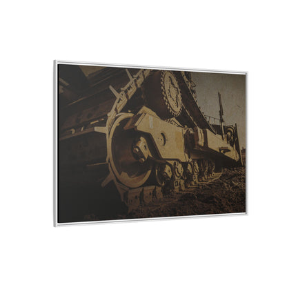 D8 Dramatic Dozer Track | Gold |  Framed Wall art on Stretched Canvas