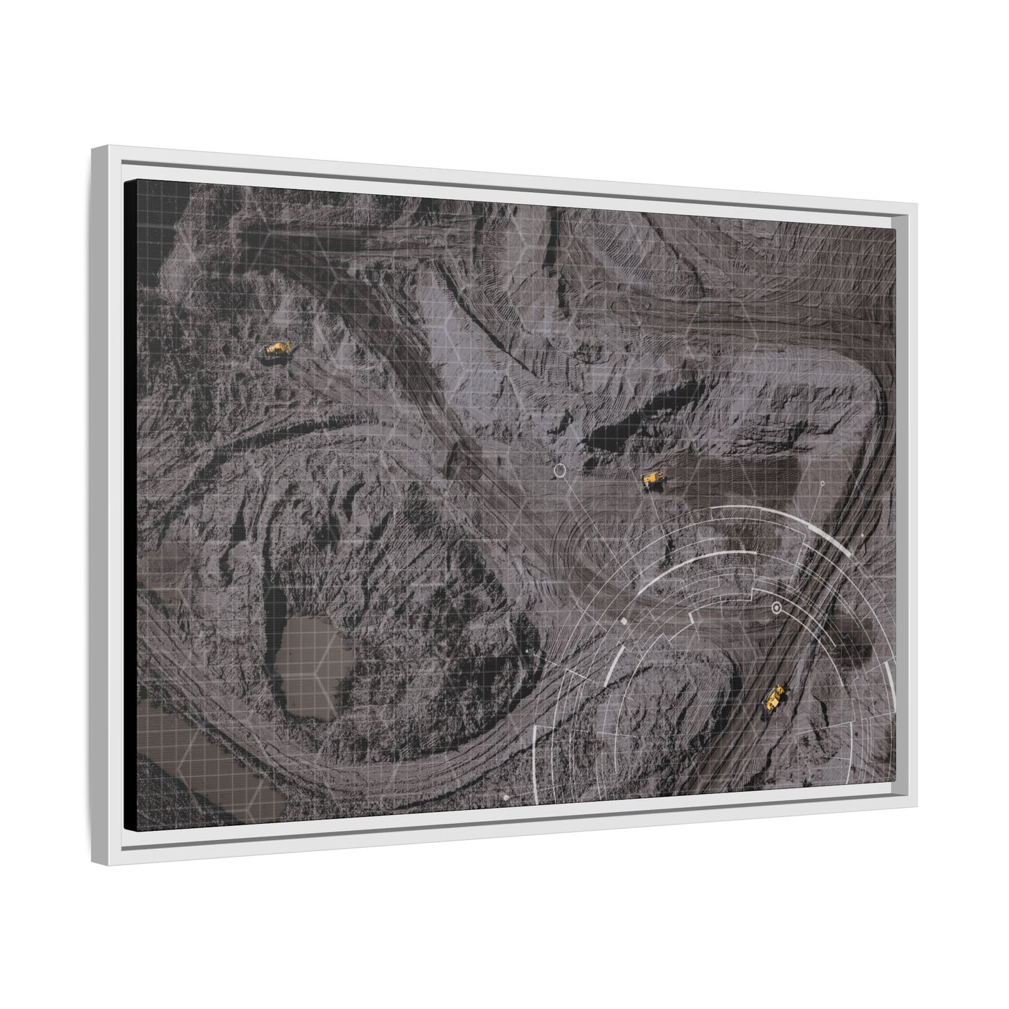 Drone Mining Construction Site - Photo Art Framed on Stretched Canvas