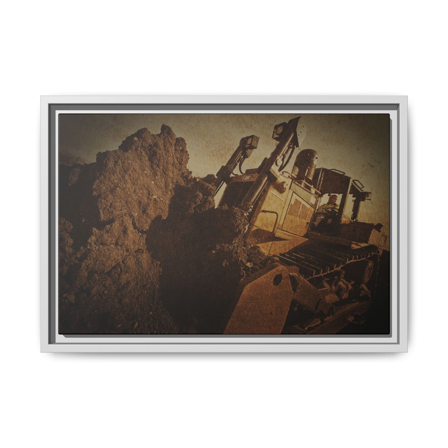 Big Dirt D8 Dozer Action| Gold | Framed | Wall Art on Stretched Canvas