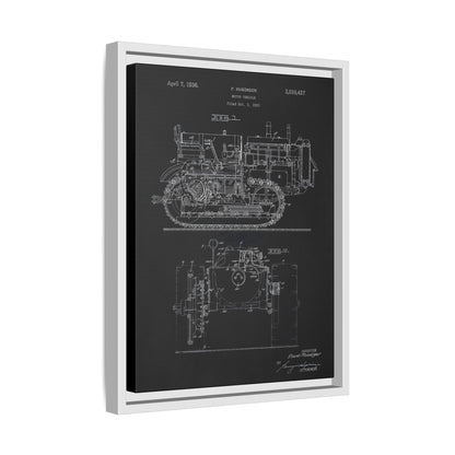 Vintage Dozer Rudiger Patent Drawing, Framed Wall Art on Canvas