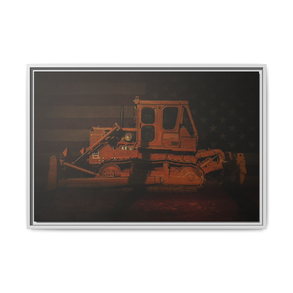 Patriotic D8H Classic Dozer | Framed Wall Art on Stretched Canvas