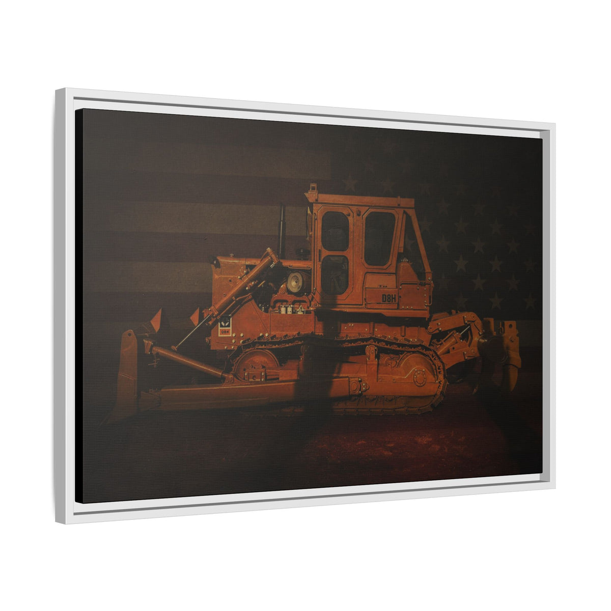 Patriotic D8H Classic Dozer | Framed Wall Art on Stretched Canvas