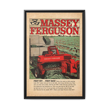 Massey Ferguson Tractor Poster Matte Canvas Framed | Vintage Farm Machinery Print