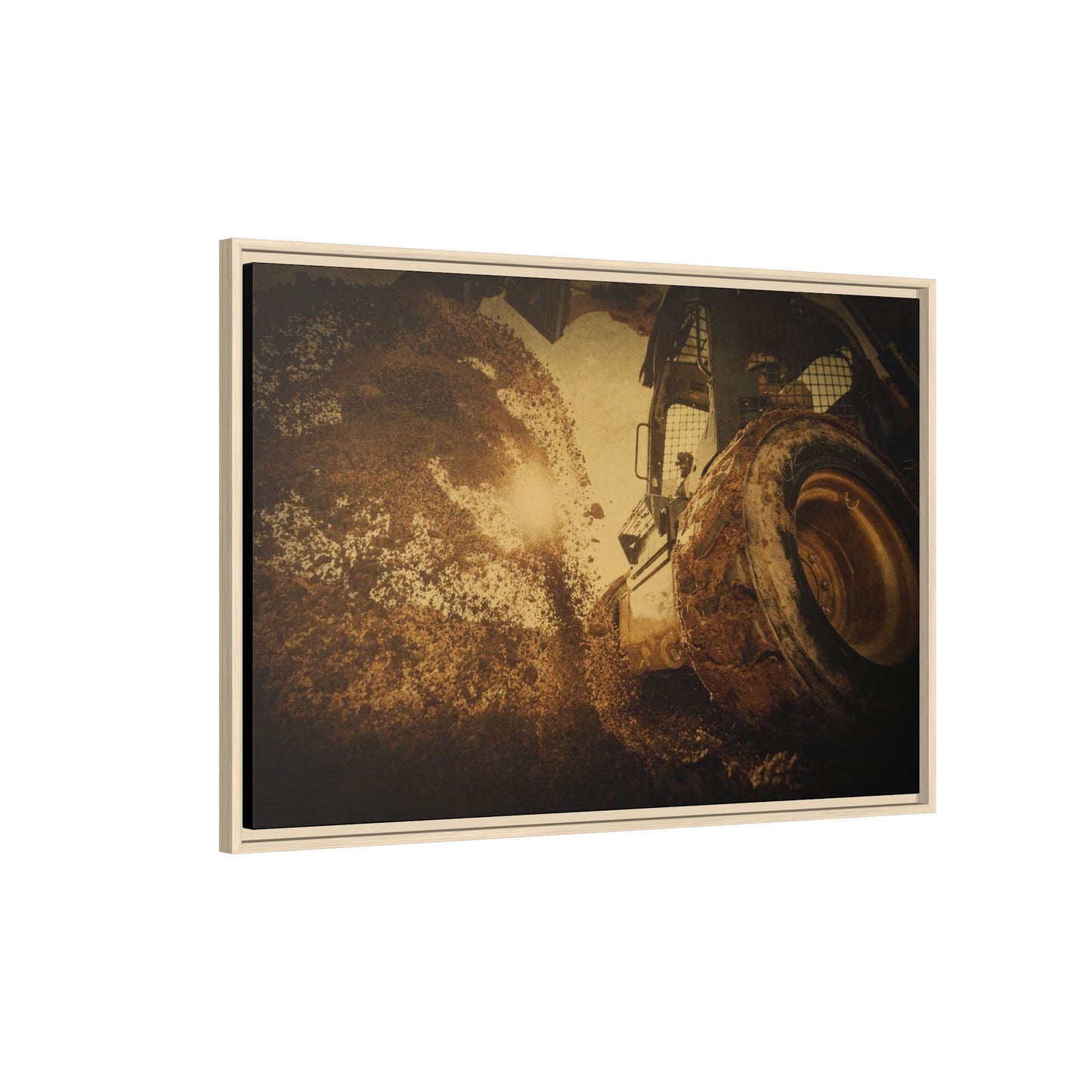 Boring Skid Steer Action | Framed Photo Wall Art on Canvas