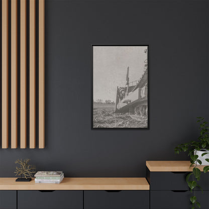 Epic D8 Dozer Triptych | Light Gray | Left Panel | Jondo | Matte Canvas Print (Framed)