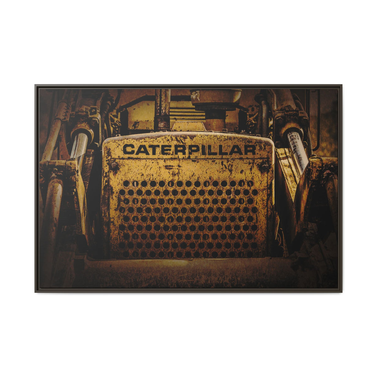 Big Yellow Classic Dozer Grill| Framed Wall Art on Canvas