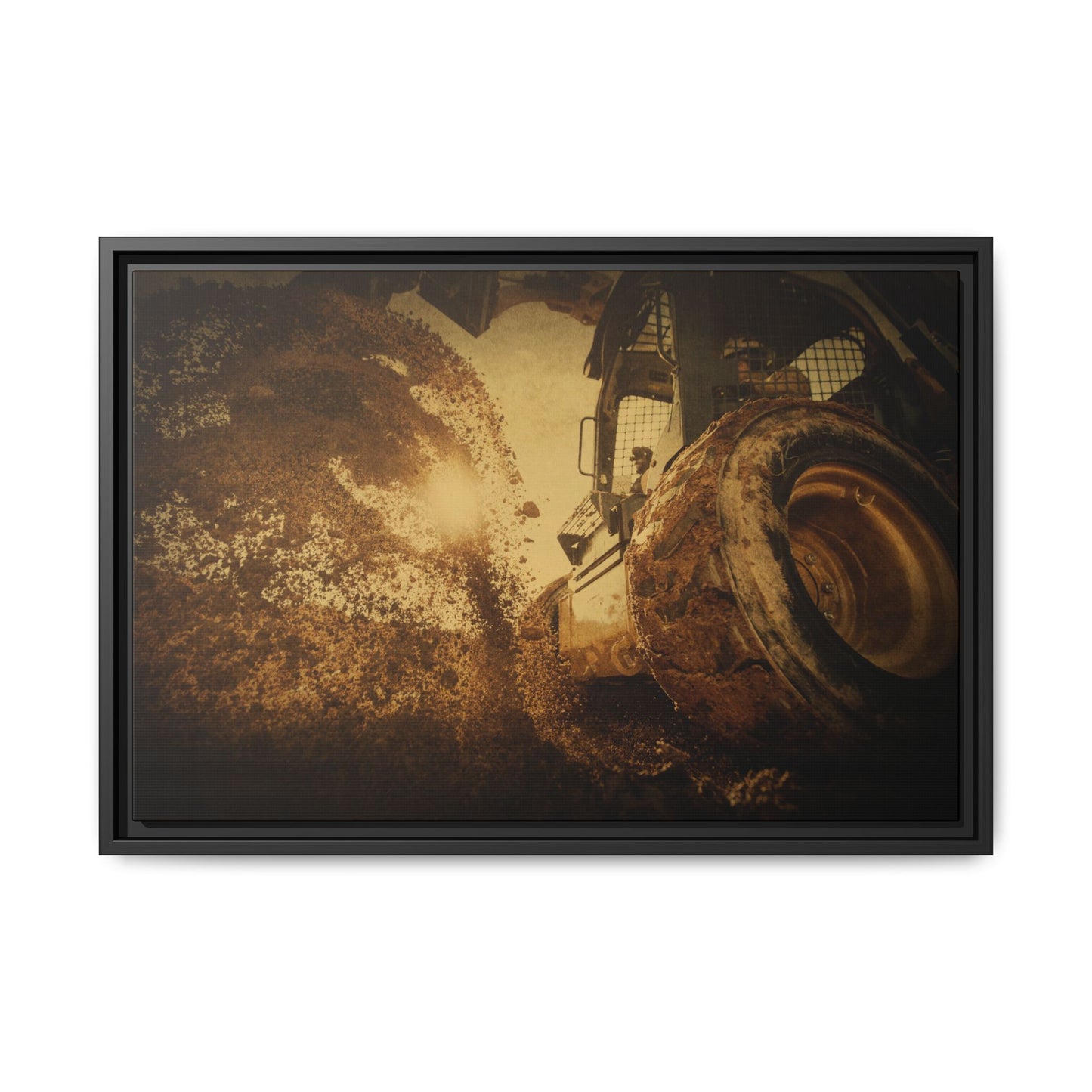 Boring Skid Steer Action | Framed Photo Wall Art on Canvas