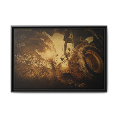 Boring Skid Steer Action | Framed Photo Wall Art on Canvas