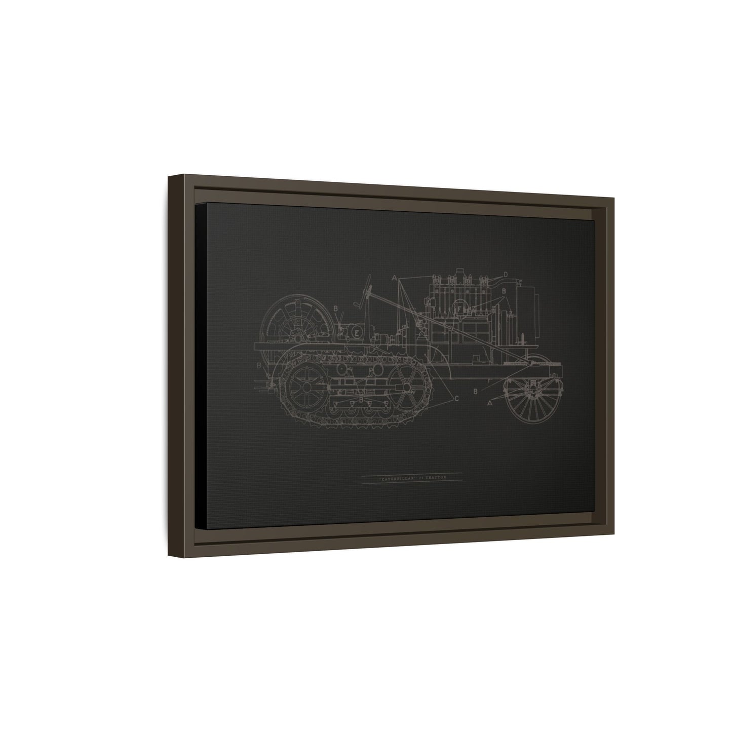 Vintage HOLT Tractor Patent Drawing Industrial Artwork | Framed Wall Art on Stretched Canvas