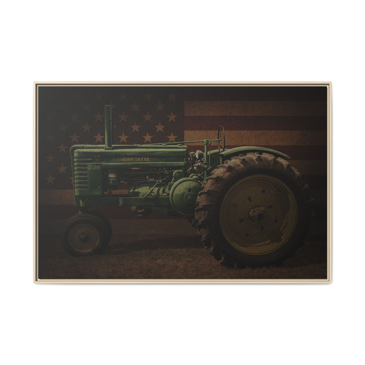 Patriotic John Deere Model G Tractor | Framed Wall Art on Stretched Canvas