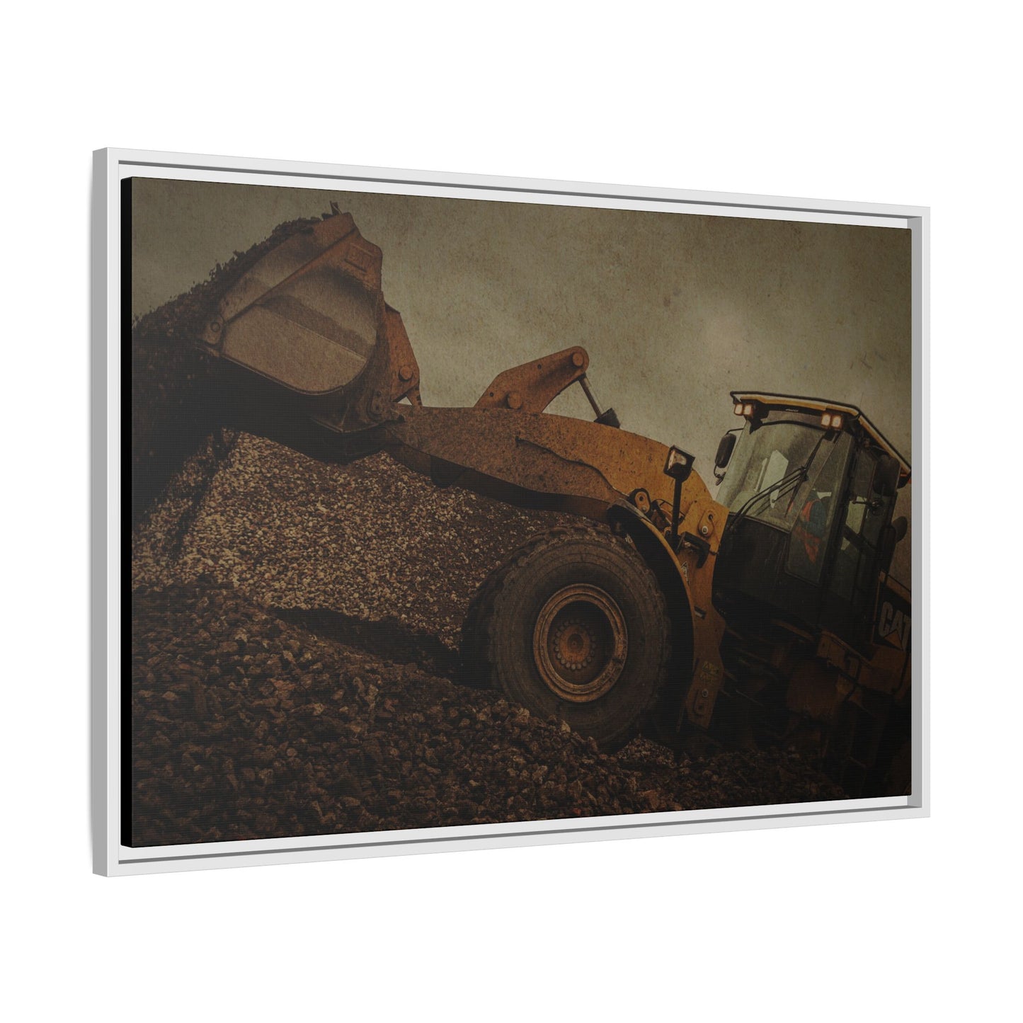 960 Wheel Loader Action| Framed Wall Art on Stretched Canvas