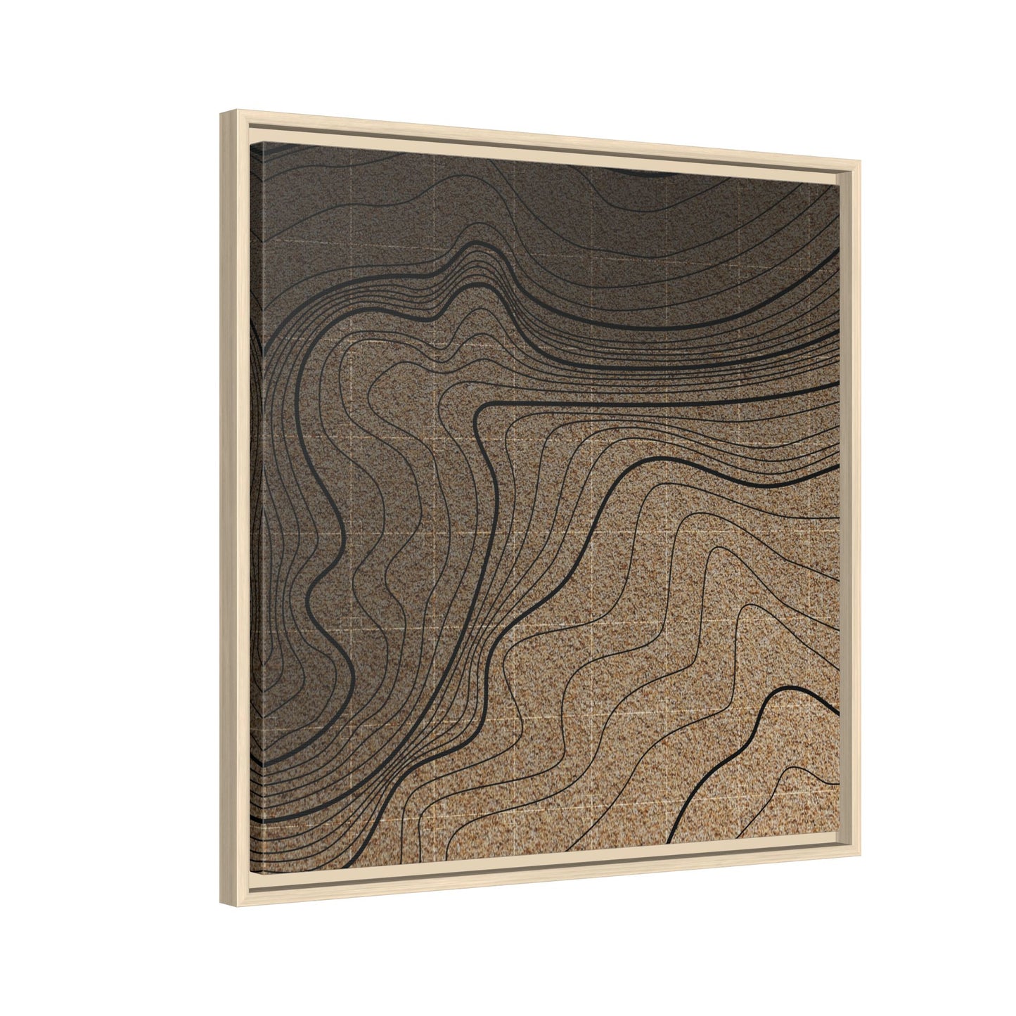 Topographic Lines Abstract Wall Art on Framed Canvas