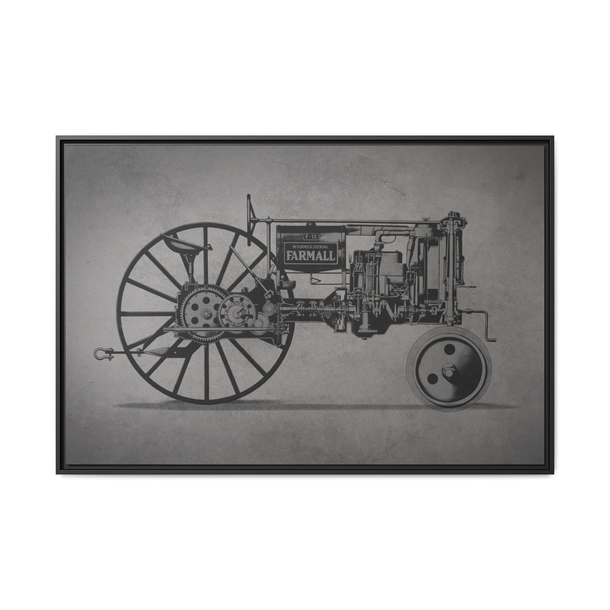 Vintage Farmall F-12 Mechanical Drawing | Light | Framed Wall Art on Canvas