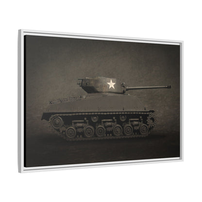 Vintage WWII  Sherman Tank, Single Star, Photo Wall Art on Framed Canvas