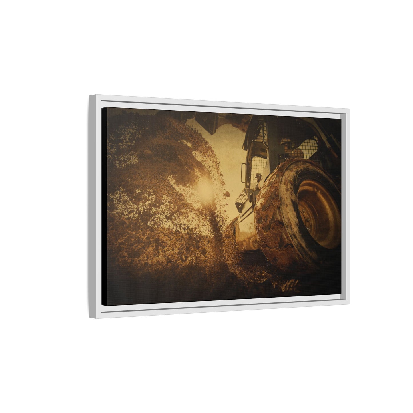 Boring Skid Steer Action | Framed Photo Wall Art on Canvas