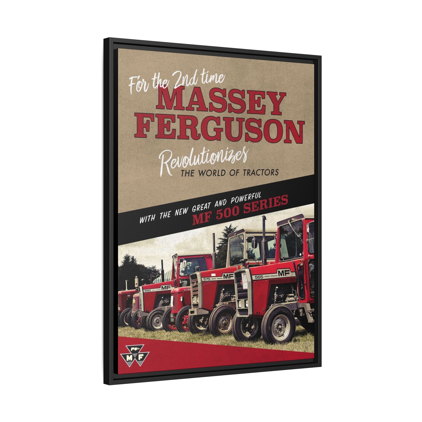 Massey Ferguson MF500 Revolution Vintage Advertisement  Framed Wall Art on Canvas | Vintage Farm Sign