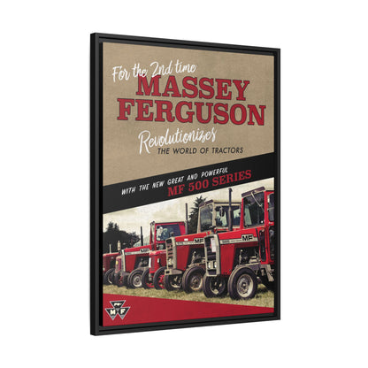 Massey Ferguson MF500 Revolution Vintage Advertisement  Framed Wall Art on Canvas | Vintage Farm Sign
