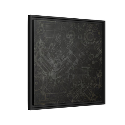 Engine Schematic Drawing Front View - Industrial Art - Framed on Canvas