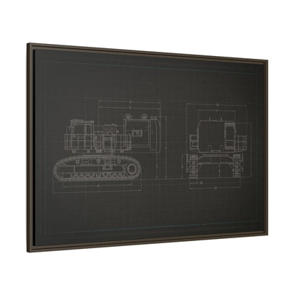 601 Excavator Drawing, Framed Wall Art on Canvas