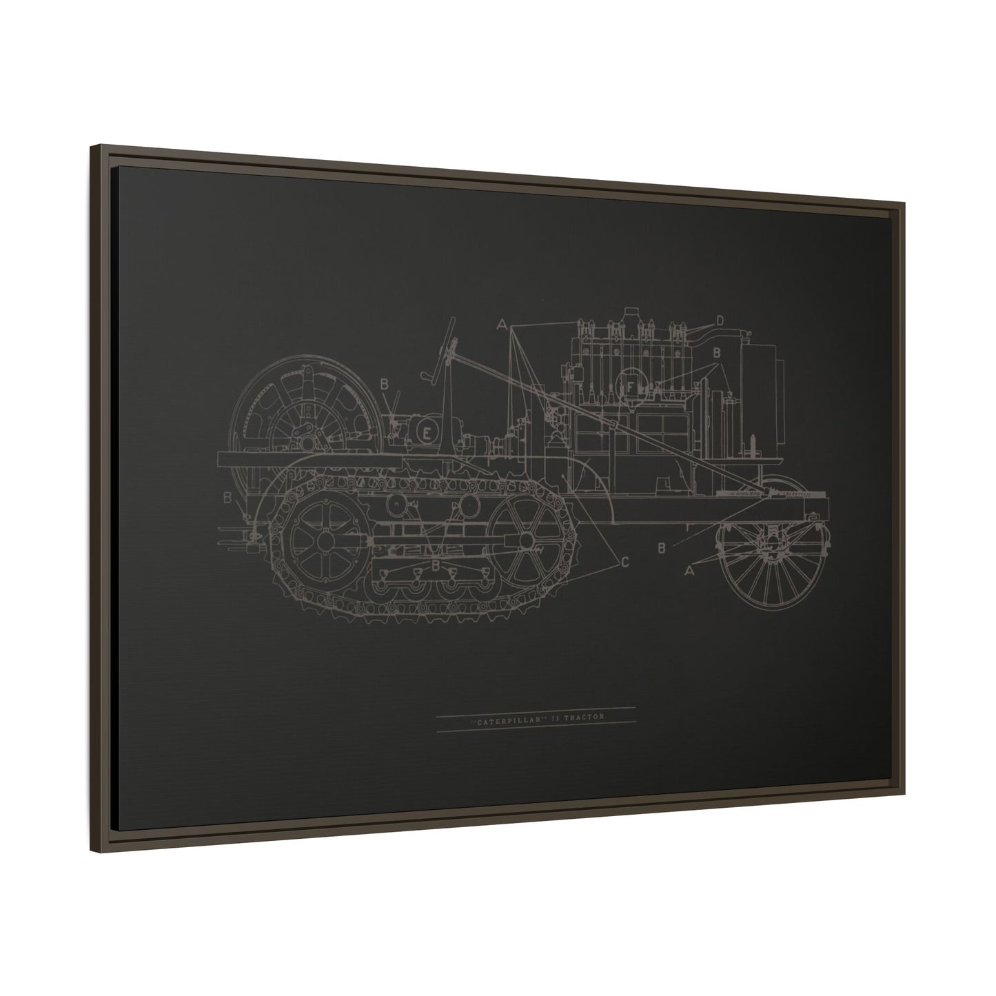 Vintage HOLT Tractor Patent Drawing Industrial Artwork | Framed Wall Art on Stretched Canvas