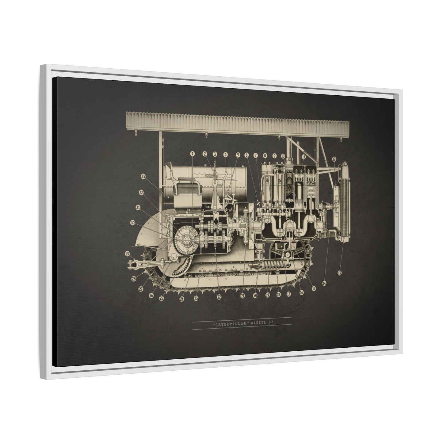 Vintage D7 Crawler Cutaway | Framed Wall Art on Matte Canvas