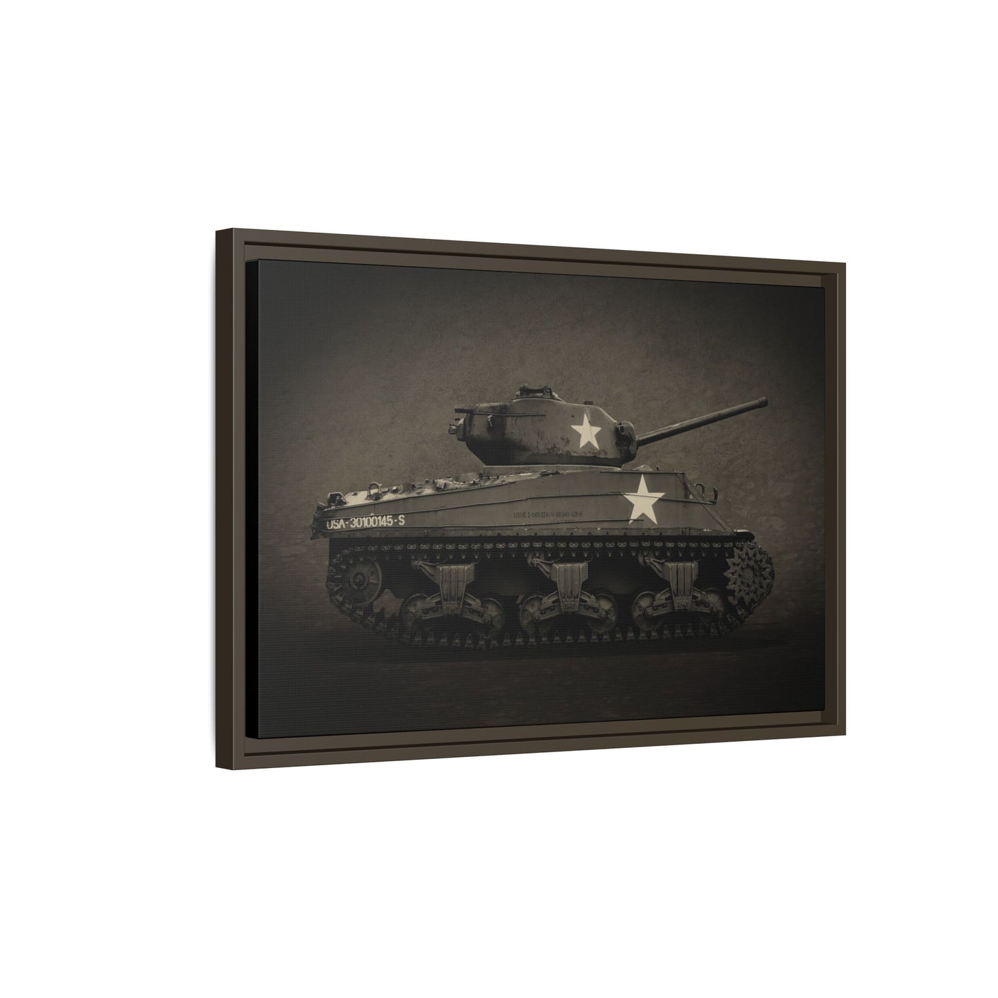 Vintage WWII  Sherman Tank, Double Star, Photo Wall Art on Framed Canvas