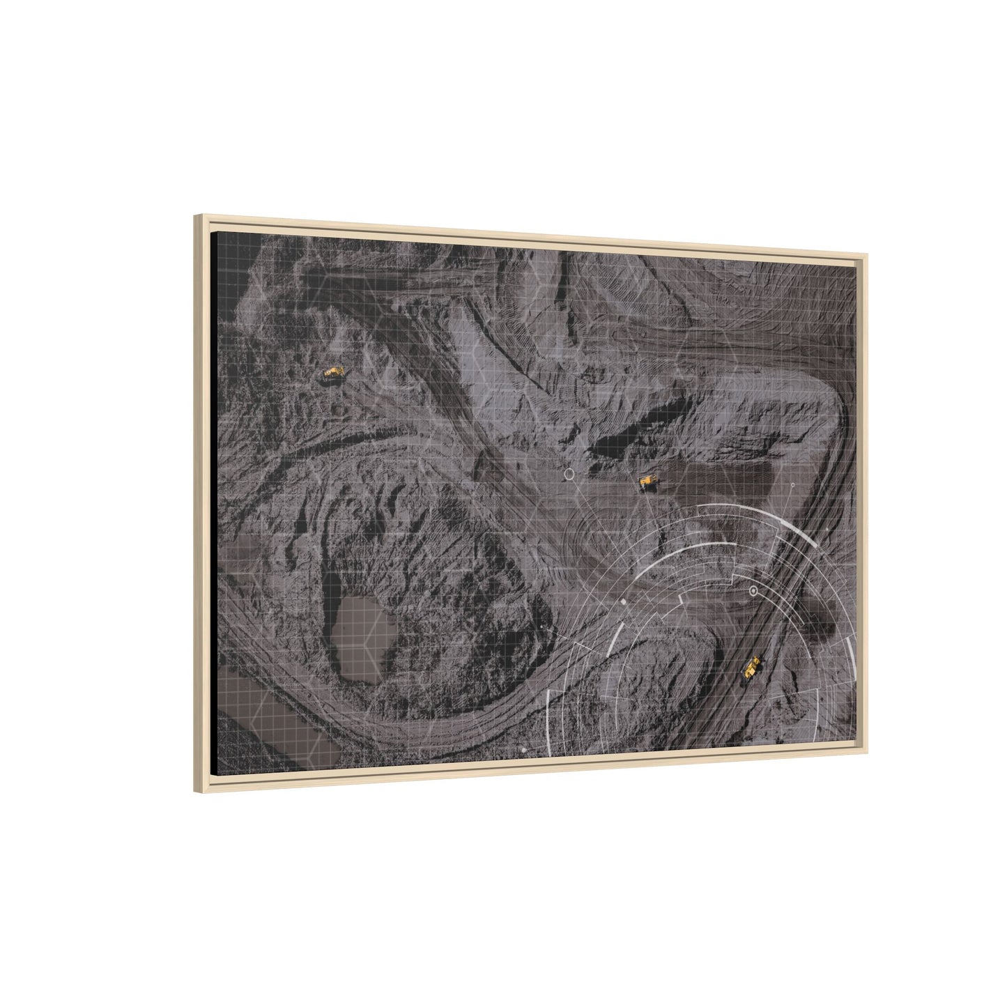 Drone Mining Construction Site - Photo Art Framed on Stretched Canvas