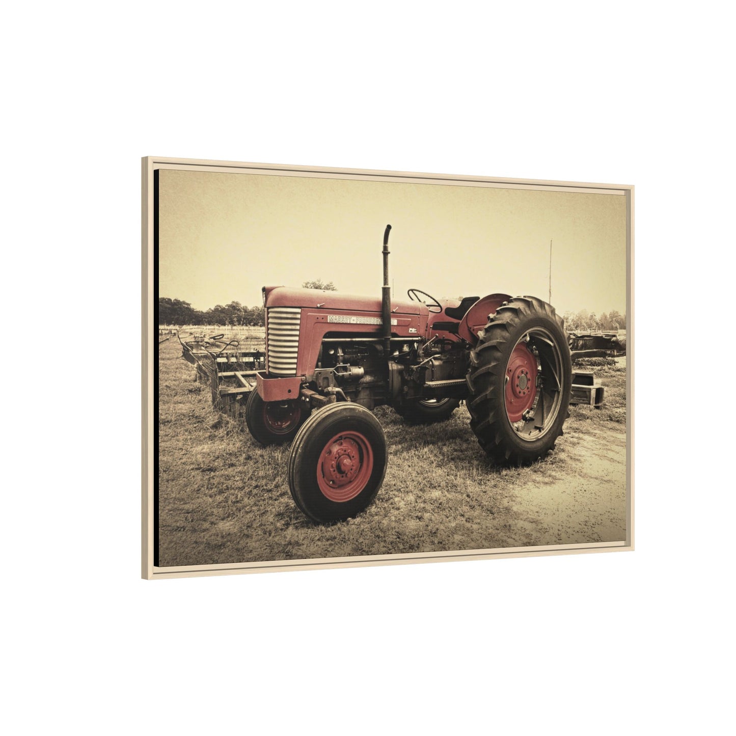 Vintage Massey MF 35 Workhorse in Field - Framed Wall Art Canvas